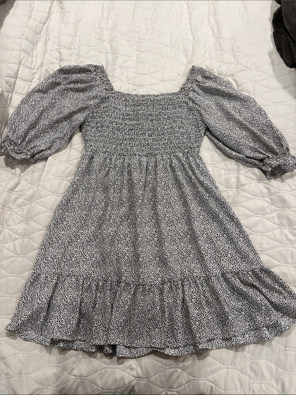 Sienna Sky Black and White Puff sleeved dress